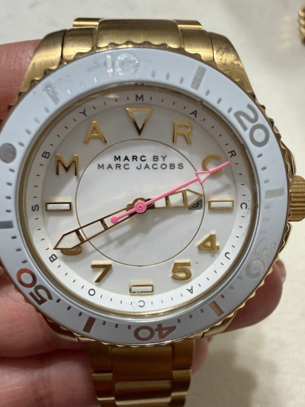 Marc Jacobs Gold and White Dive Watch